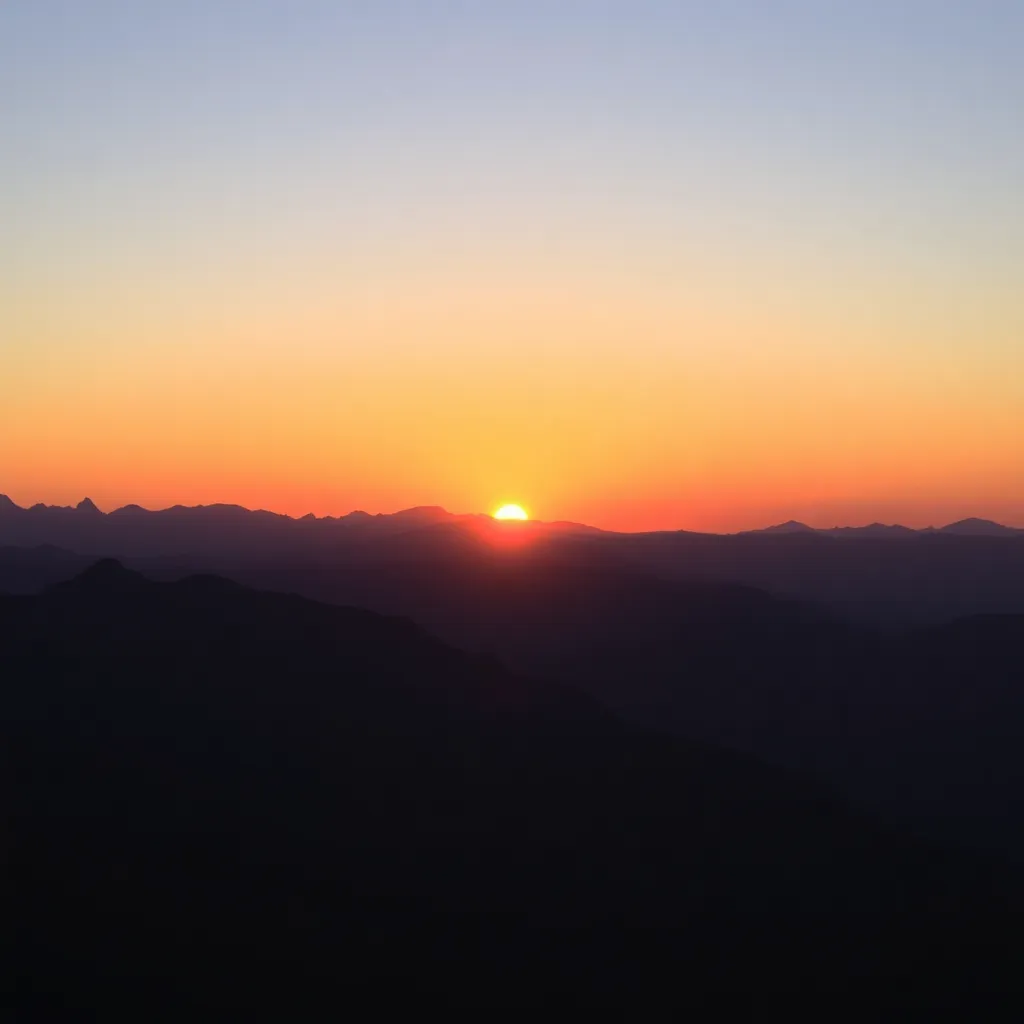 Sunset view of mountain peaks