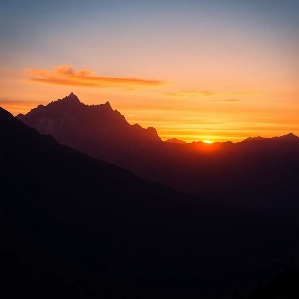 Mountain range at sunset